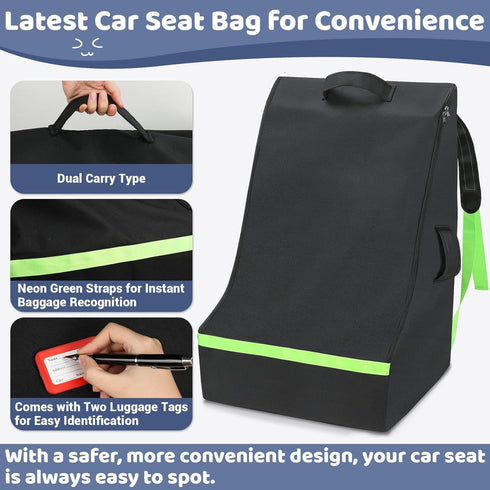 Sublaga 600D 2pcs Car Seat Bags For Airplane Travel, Thickening Oxford Cloth Durable Car Seat Travel Bag For Air Travel
