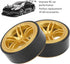 RC Car Drift Tires, 4PCS 6 Spoke Plastic Wheel Rims with Rubber Tires for 1/10 RC Drift Car (Golden)