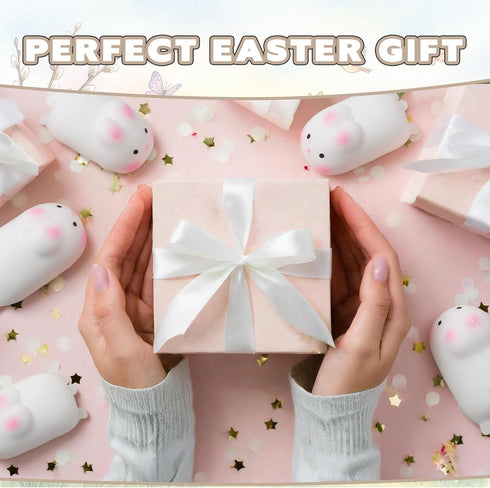 24 Meooeck Pcs Easter Rabbit Stress Balls for Adult Bunny Party Favor Fun Rabbit Squeeze Fidget Cute Animal Balls