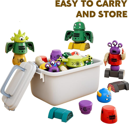 3-5 Set 3 4 5 6 7 TEMI Magnet Robot Toy for Kids Years Old - Monster Magnet Toys Stacking Transform Toys with Storage