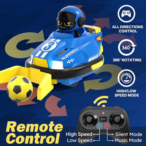 Set 2 360Rotating|Christmas 3 4 5 bessome Cute Cartoon Remote Control Bumper Car Toy of Players Football Games|Toddlers