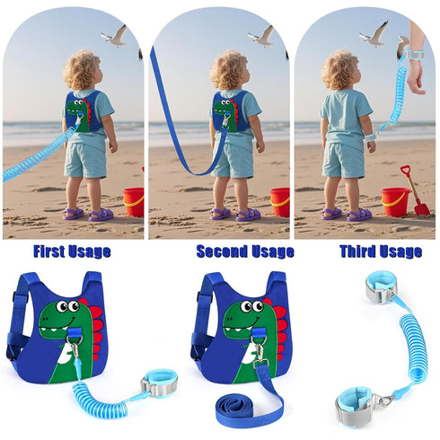 Toddler Leash-Baby Walking Safty Harness and Child Anti Lost Wrist Link for Girls/Boys Travel (Blue+Green)