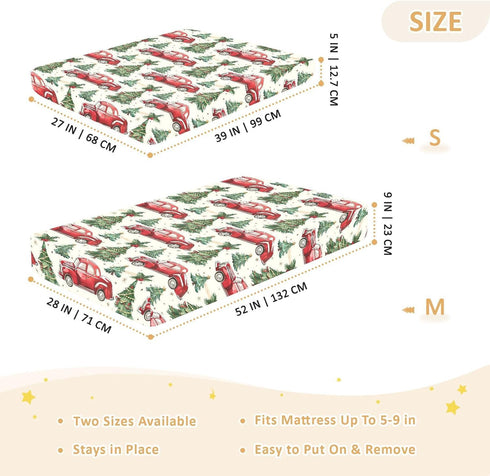 KICPOAY 52x28 Christmas Trees Cars Vintage Toddler Bed Crib Sheets Baby Crib Sheets Cover for Soft Mini Crib Mattress