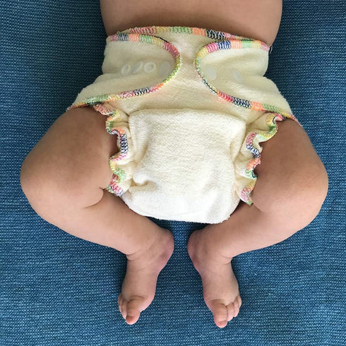 2 (2-Pack) Overnight Hemp Fitted Cloth Diaper: Adjustable One-Size with Snap Buttons and Cotton Hemp Inserts, Unisex