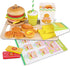 Set 3 4 5 Montessori Toys Pretend Play Food for Year Old, Wooden Fast Food Play Kitchen with Hamburger, Fries, Egg