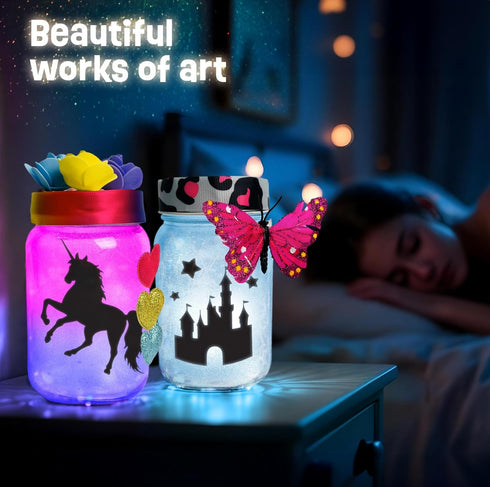 Craftelle 8 9 10 11 12 8-10 Light-up Unicorn Fairy & Mermaid Lanterns Craft Kit Valentines Day Craft Kits for Year Old