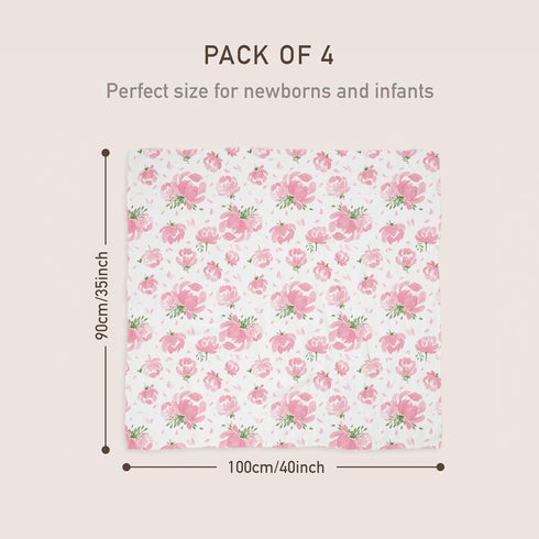 4-Pack (35" 40") GLLQUEN BABY Muslin Swaddle Blankets Breathable Receiving Blankets x Soft Baby Blankets for Girls