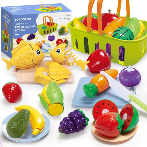 YOROCANO Pretend Play Food for Kids Kitchen - 38Pc Pretend Play Kitchen Accessories,