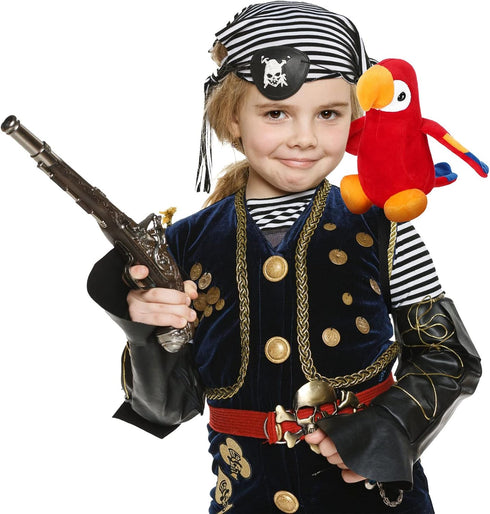 Funtery Halloween Plush Pirate Parrot Toy, Stuffed Accessory for Halloween Pirate Party Costume