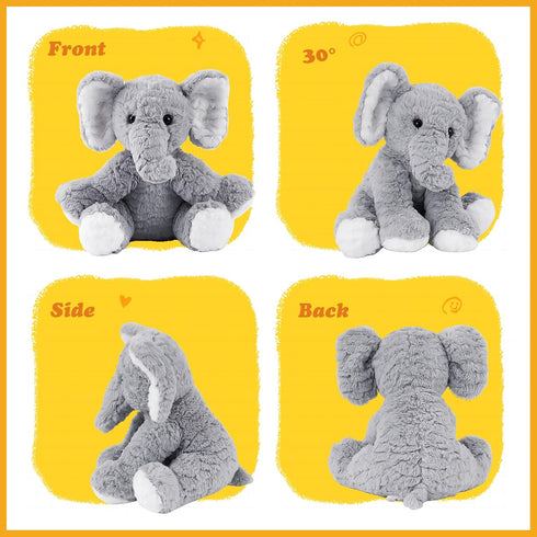 Elephant Stuffed Animals, 12" Grey Soft Plush Toy for Girls Boys Birthday Christmas Gifts