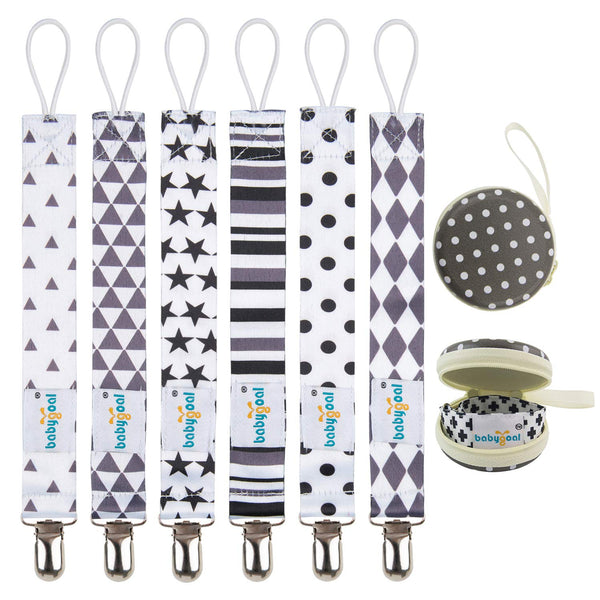 Babygoal Pacifier Clips for Boys | 6 Pack Holder Clips for Most Pacifier Styles, Baby Gift 6PBM05-HZ