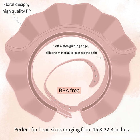 Baby Kids Shower Cap - Adjustable Silicone Bathing Protection Hat for Toddler, Baby, Kids (Pink)