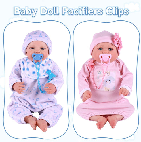 8 Set BABESIDE Baby Doll Bottles with Disappearing Milk and Juice Magic Bottles, Magnetic Pacifiers and Pacifier Clips