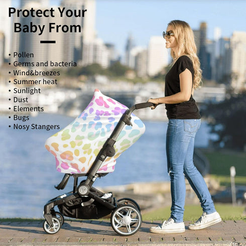 Schgap Pink Leopard Car Seat Cover for Baby, Nursing Cover Breastfeeding Baby Carrier Covers Carseat Canopy for Toddler