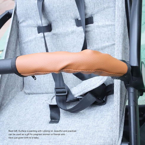 Garosa 2Pcs Baby Stroller Protective Handle Cover, PU Leather Non-Slip Stroller Handlebar Covers (Brown)