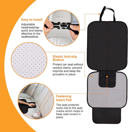 SMART ELF Car Seat Protector, Large Auto Protector for Child Seats with Thickest Padding and Non-Slip Backing Mesh