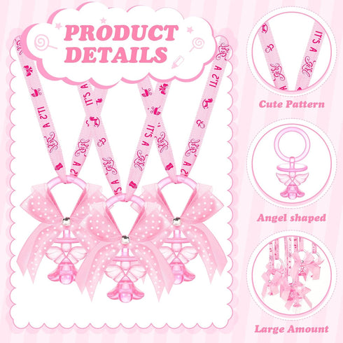Tondiamo 60 Pcs Baby Shower Pacifier Necklace for Chupones para Baby Shower Game Party Favor Acrylic Angel Pacifier