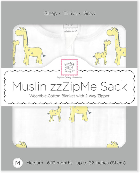 2-Way SwaddleDesigns Muslin zzZipMe Sleeping Sack, for Baby Boy and Girl, Wearable Blanket with Zipper