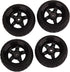 BQLZR Black RC 1:10 Tires and Wheels Set - 2.56" (Dia1.77") Hub Wheel Rims 5 Spoke + Rubber Tires, Pack of 4
