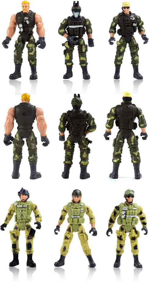 PowerTRC US Army Men SWAT Team Soldiers Military Toys Action Figures with Weapons, 12 Pcs Play Set for Kids