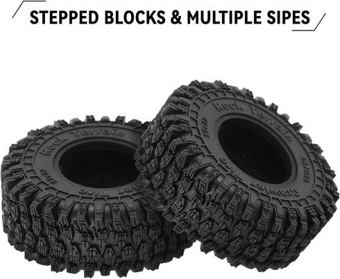 INJORA 1.0 Tires - 57 * 22mm S5 Super Soft Sticky Crawler Tires for TRX4M Axial AX24 SCX24 FCX24 Enduro24 Upgrade