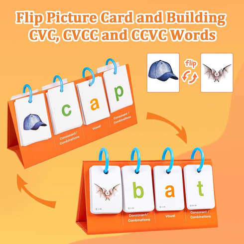 CVC, CVCC & CCVC Word Builder Games - Phonics Flash Cards for Kindergarten Classroom, Preschool Learning Activity