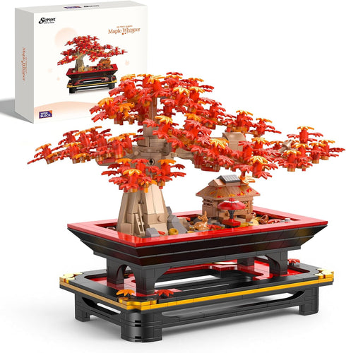 Wise Block Japanese Red Maple Bonsai Tree Building Toy Set for Adults