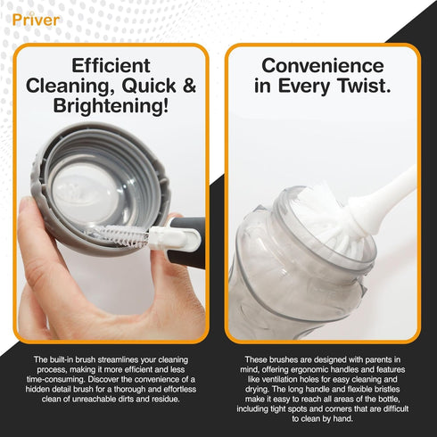 Set Set Priver Complete Baby Bottle Care Bundle - Drying Rack, Dish Mat, Bottle Brush - Efficient Baby Bottle Care