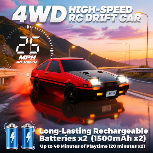 1:12 4WD 25 2 2 Set 2.4GHz SANCO Scale Hobby RC Car, Mph High Speed RC Drift Car with LED Lights, Batteries