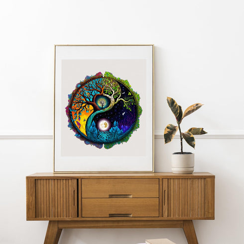 Wooden Puzzle for Adults - Tree of Life Wooden Jigsaw Puzzles, Unique Zen Shape Gifts for Family Friends