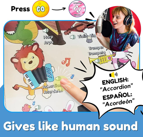 2 3 4 5 6 420 ZEENKIND Spanish English Talking Learning Book for Kids Years Old, Words Toddler Educational Toys