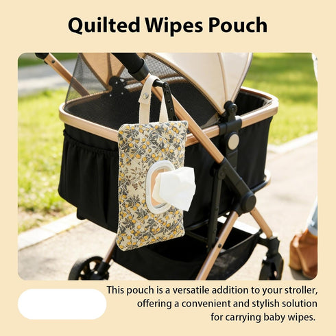 Generic (2Green) Quilted Baby Wipe Holder,Quilted Baby Diaper and Wipes Pouch,Floral Diaper Pouch Portable,Reusable