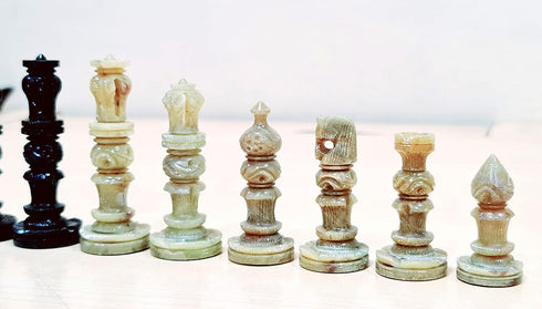 StonKraft Natural Stone Chess Pieces - 3" King Chessmen for Board Games and Accessories