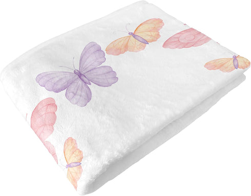 Sweet Jojo Designs Baby Milestone Blanket (Pink/Purple Shabby Chic Butterfly) for Girls, Infant Receiving Blankets