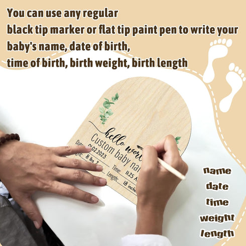 Mayyi 03) Newborn Birth Announcement Sign,Personalized Baby Announcement, Custom Engraved Wooden Baby Name Sign