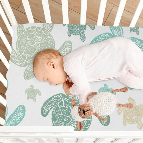 Tribal Sea Turtle Crib Sheets for Boys and Girls, Soft and Breathable, 52 x 28 x 9 Inches