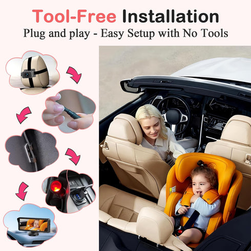 Fodkh 2 6.9 2 Dual Baby Car Camera for Kids Split Screen Ultrawide HD Display with Cameras, IR Night Vision, Easy