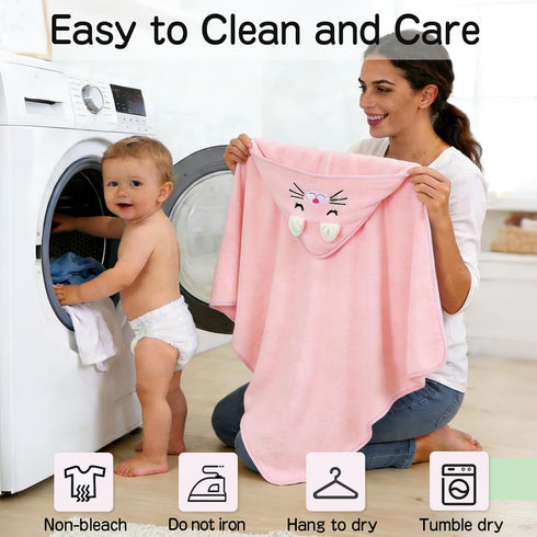 SERENIFIA Set, 32x32 Inch 4 Hooded Baby Towel Absorbent Bath Towels, PCS Soft Hooded Towels, Perfect for Newborns