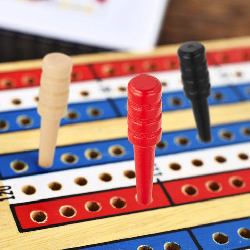 48 Pieces Wooden Cribbage Pegs, Fit 1/8 Holes with Storage Pouch for Cribbage Traditional Board Game, 3 Colors