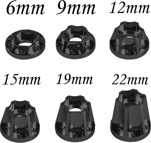 Metal RC 12mm Wheel Hex Hub Extension Combiner Compatible with 1.9/2.2inch Wheel Rim Axial SCX10 Traxxas TRX4 D90 1/10 RC Crawler (15mm, Black)
