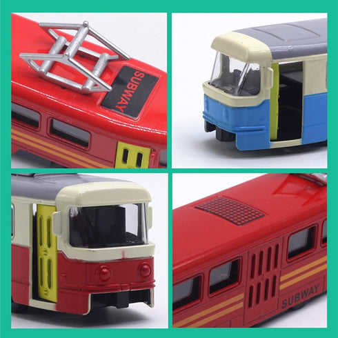 OTONOPI Toy Train Set - Subway Bullet Train High Speed Locomotive Engine Die Cast Model Car for Kids, Pack of 4