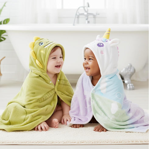 (0-5 HECCEI Toddler Hooded Bath Towel Soft Absorbent Baby Bath Cape for Girls Cute Unicorn Theme Beach & Pool Poncho