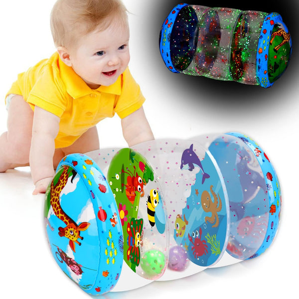 Crawling & Walking Baby Toys - Glowing Jumbo Inflatable Rolling Infant Toys for 0-6 Months to 12-18 Months, Sensory