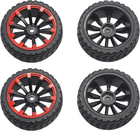 4Pack ShareGoo OD 2.55" 12mm Hex Wheel Rims & Rubber Tires Set for HSP Redcat HPI Tamiya 1/10 RC On-Road Touring Drift