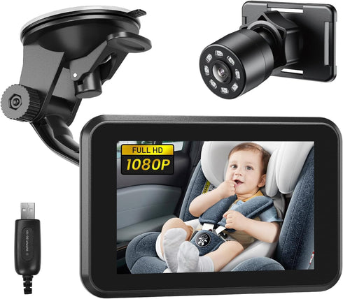 Itomoro Baby Car Camera USB Plug, 4.3" HD Car Baby Monitor with