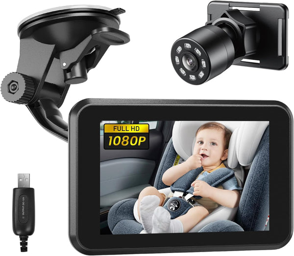 Itomoro Baby Car Camera USB Plug, 4.3" HD Car Baby Monitor with
