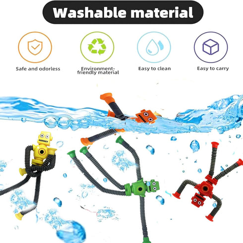 12pcs Shape Changing Spaceman Robot Toy, Suction Cup Toys,Telescopic Pop Tubes Fidget Toys,Autism Sensory Toys for Kid