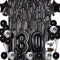 JOYMEMO 30th Birthday Decorations - Black Dirty Thirty Foil Balloon, Cake Toppers, Happy Birthday Banner, Star Confetti