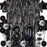 JOYMEMO 30th Birthday Decorations - Black Dirty Thirty Foil Balloon, Cake Toppers, Happy Birthday Banner, Star Confetti