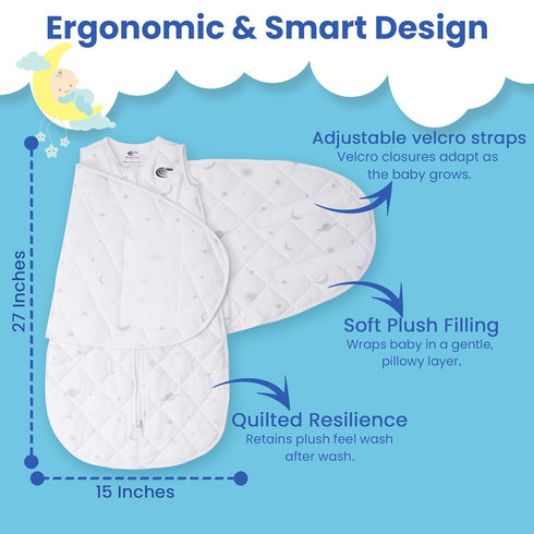 i-Heir 2.0 0-6 3-Way Baby Sleep Sack Swaddle TOG Months, Adjustable Wearable Blanket for Newborn, Infant Swaddling